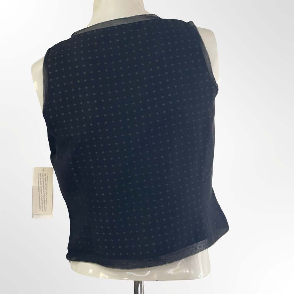 Calvin Klein Petites Black Silk Geometric Print V-Neck Sleeveless Top - Picture 3 of 7